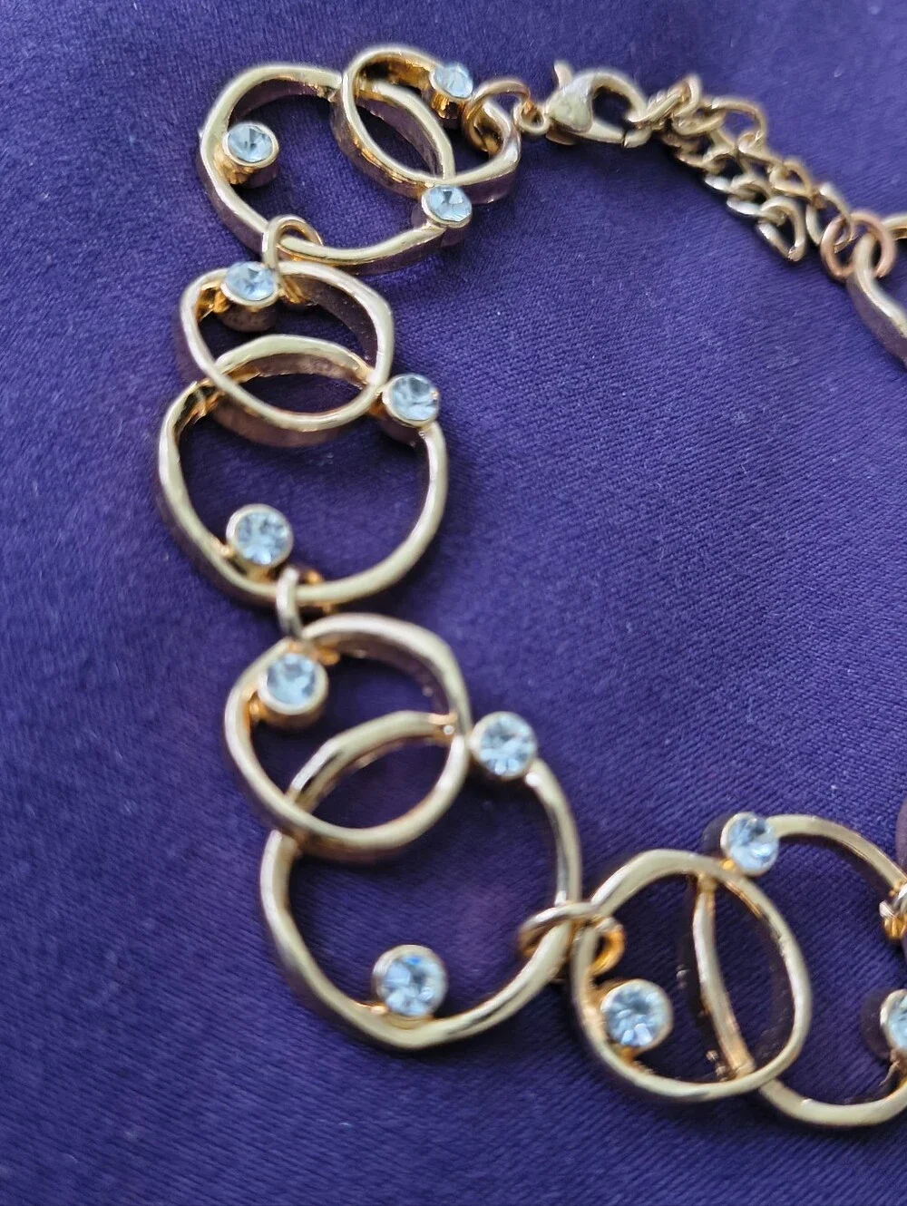 Beautiful Rose Gold Plated CZ Circle Pattern Bracelet. Estate Find. Adjustable